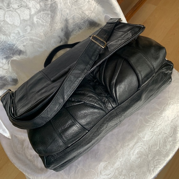 Vintage Creazioni Italy Large Black Genuine Leather Bag - Picture 5 of 14